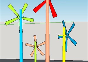 彩色风车设计SU(草图大师)模型