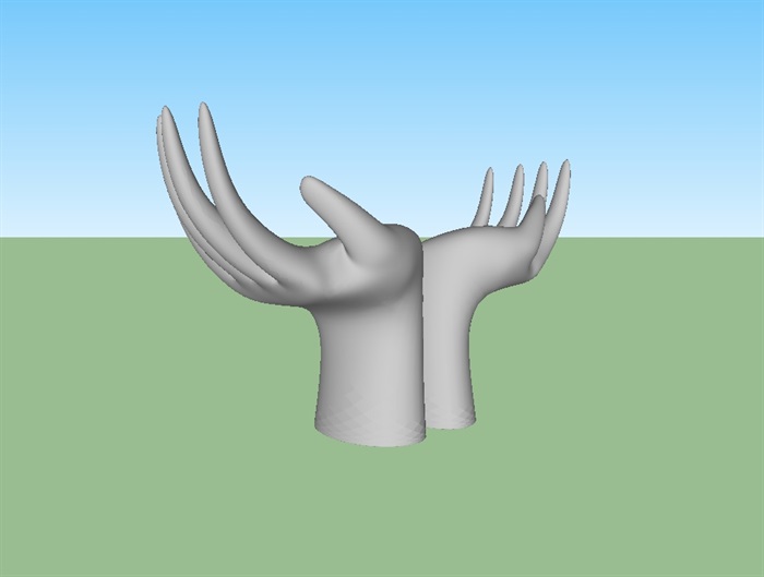 双手景观小品抽象雕塑su模型(3)
