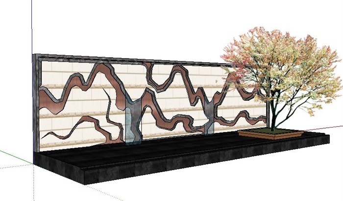 现代雕刻景墙设计su模型(2)