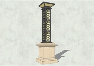某现代详细景观灯柱素材设计SU(草图大师)模型
