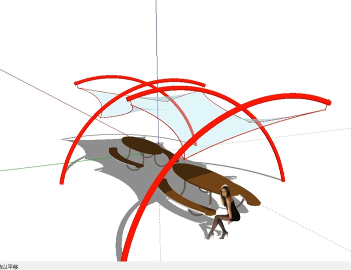 异形景观休闲亭桌凳设计su模型(3)