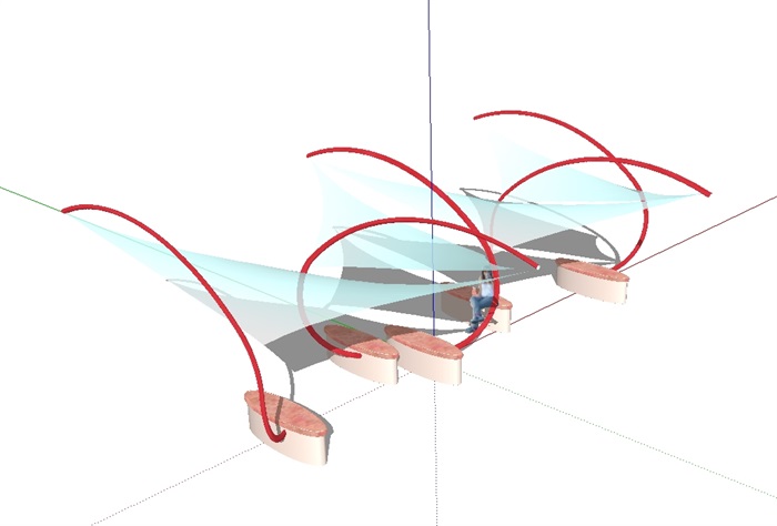 现代异形景观亭su模型(2)