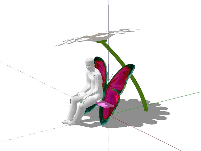 异形景观休闲座椅su模型(3)