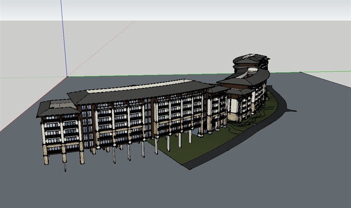 抚仙湖度假酒店建筑设计su模型(3)