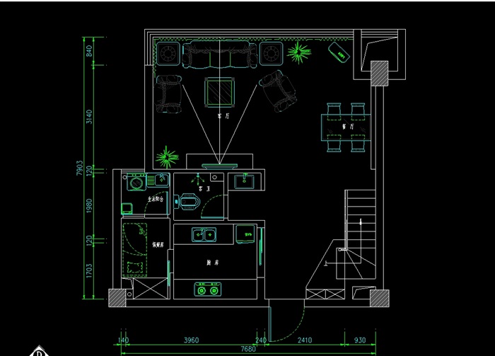 欧式复士室内住宅空间设计cad施工图(6)