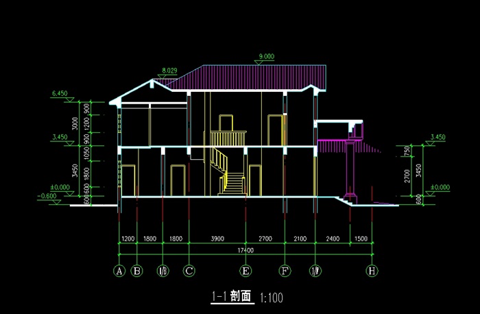 独栋简单别墅建筑设计cad方案(1)