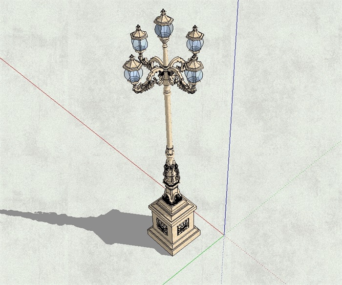 某欧式经典高杆路灯设计su模型(3)