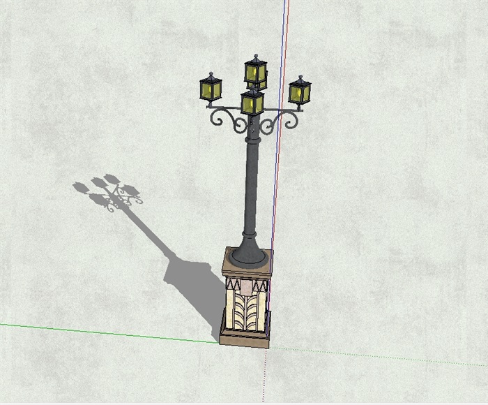 某欧式详细的路灯柱素材设计su模型(2)