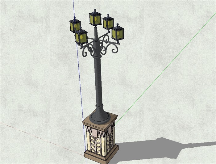 某欧式详细的路灯柱素材设计su模型(3)