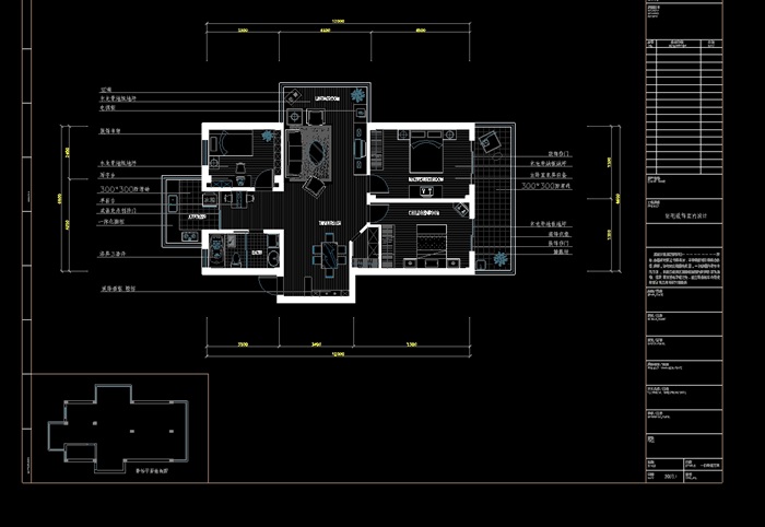 简约型家装室内空间设计cad施工图(1)