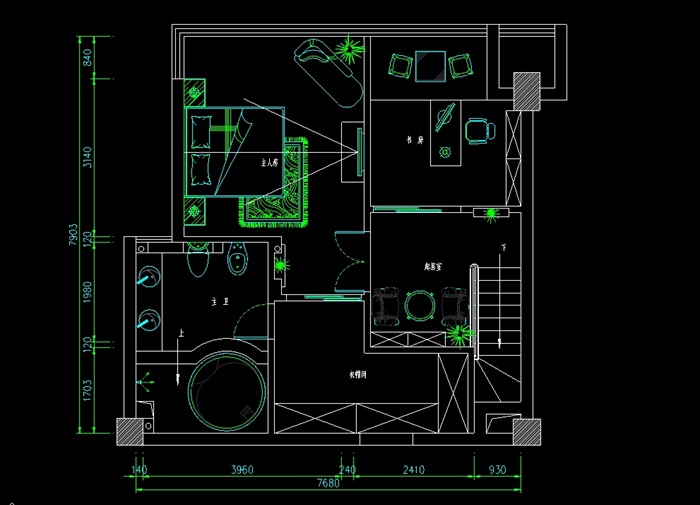 二层欧式别墅设计室内设计cad施工图实景照片(5)