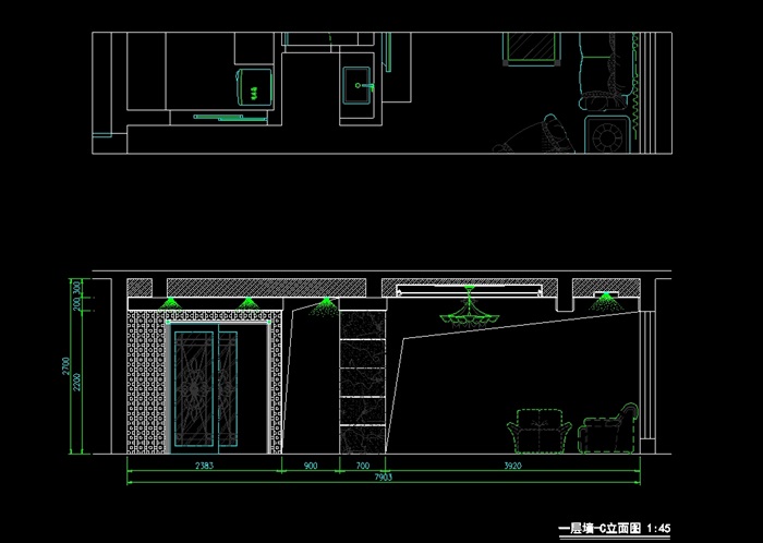 二层欧式别墅设计室内设计cad施工图实景照片(7)
