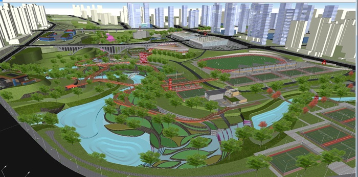 现代山地体育公园景观设计方案ＳＵ模型(1)