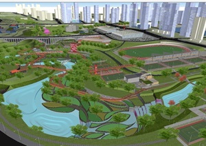现代山地体育公园景观设计方案ＳＵ模型
