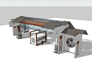 某中式经典完整的大门SU(草图大师)模型