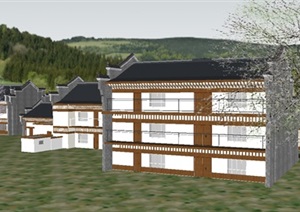 一个古典中式旅游区民宿改造方案ＳＵ模型