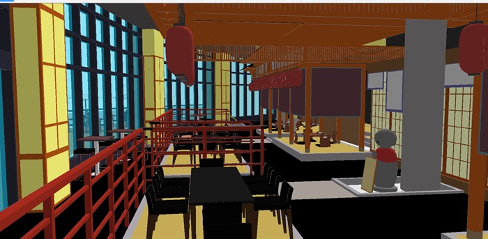 日式咖啡餐馆装潢ＳＵ设计模型(2)