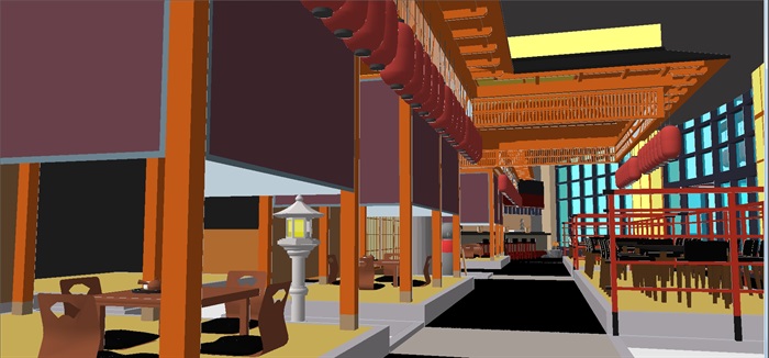 日式咖啡餐馆装潢ＳＵ设计模型(3)