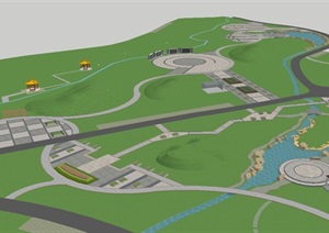 现代中式南湖公园景观规划方案ＳＵ设计模型
