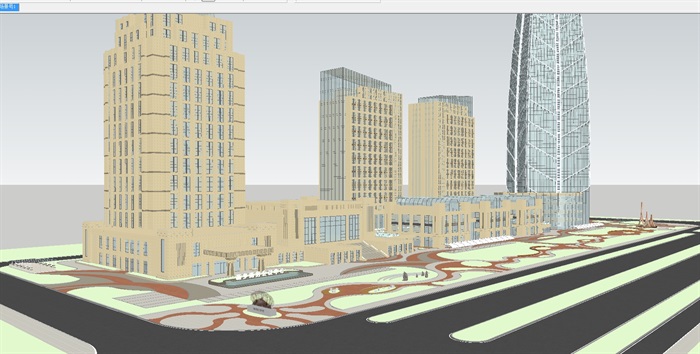 现代新乡商务中心建筑与景观规划方案ＳＵ设计模型(3)
