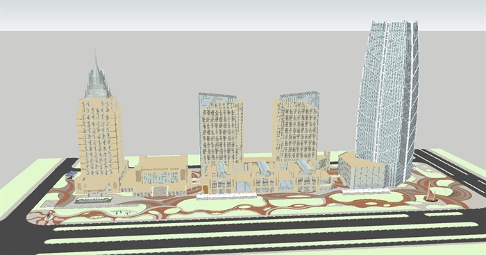 现代新乡商务中心建筑与景观规划方案ＳＵ设计模型(4)