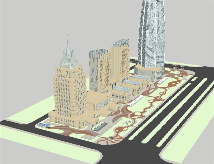 现代新乡商务中心建筑与景观规划方案ＳＵ设计模型(8)