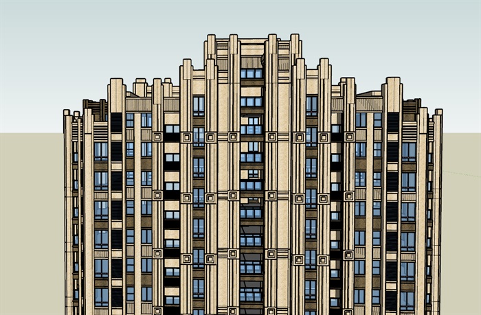 新古典风格详细完整的高层住宅楼su模型