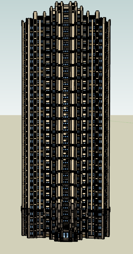 新古典风格详细完整的高层住宅楼su模型