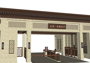 龙湖香堤漫步小区入口大门与沿街商铺ＳＵ设计模型