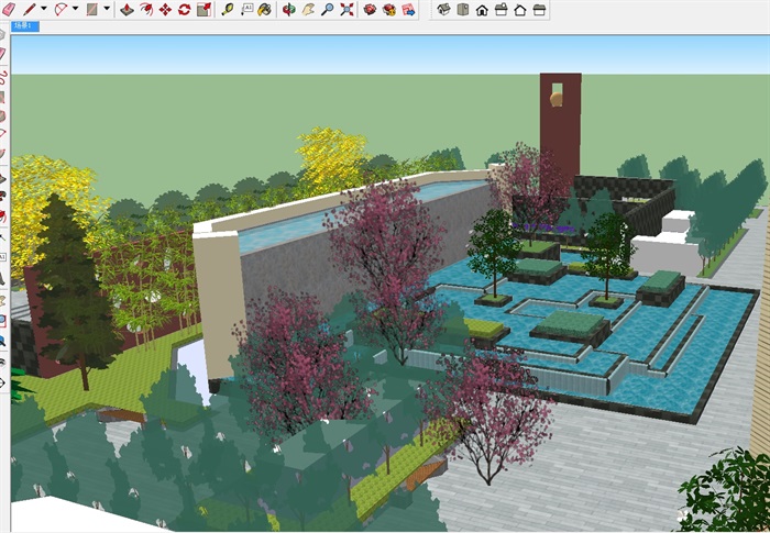 现代办公大厦室外景观方案ＳＵ设计模型(4)