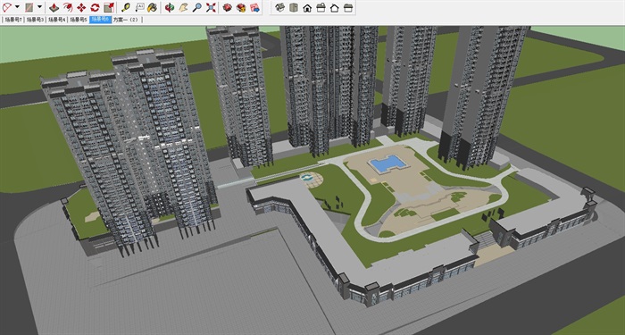 新中式住宅与商业小区建筑方案SU模型(2)
