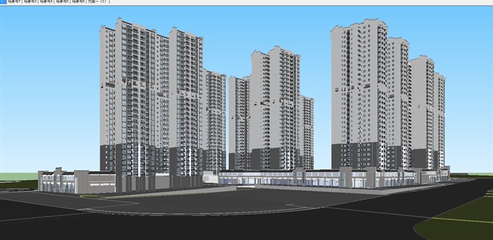 新中式住宅与商业小区建筑方案SU模型(3)