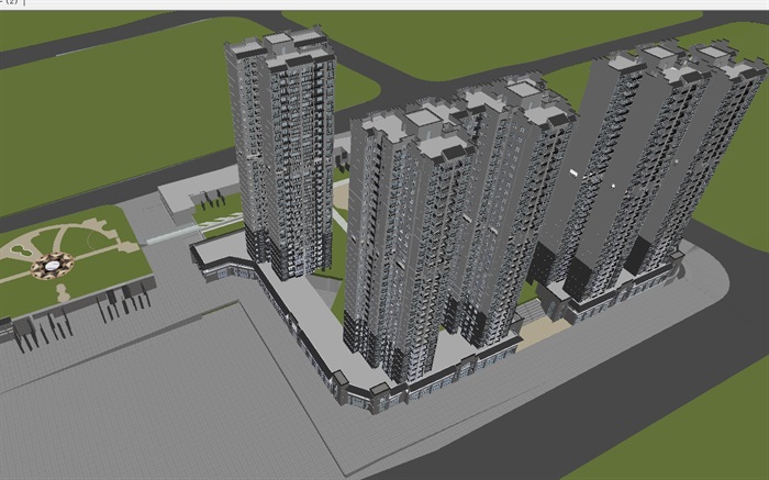 新中式住宅与商业小区建筑方案SU模型(5)