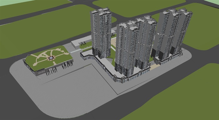 新中式住宅与商业小区建筑方案SU模型(6)