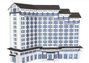 两个徽派酒店建筑方案SU(草图大师)模型