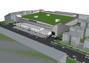 现代公交场站立体停车楼建筑方案ＳＵ模型2017版本