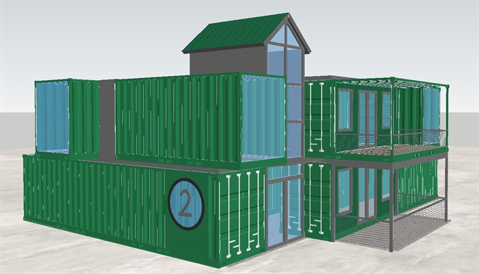 现代集装箱办公室建筑SU模型(2)