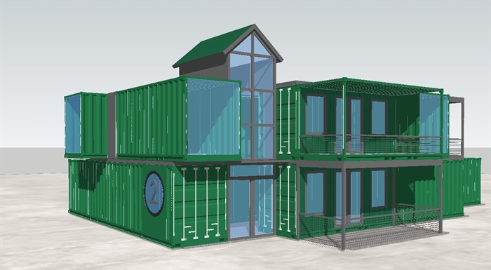 现代集装箱办公室建筑SU模型(3)