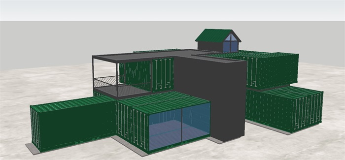 现代集装箱办公室建筑SU模型(4)