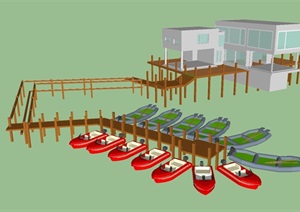 现代游艇码头方案ＳＵ模型