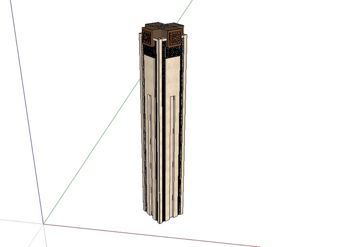 园林景观中式景观柱设计su模型(1)