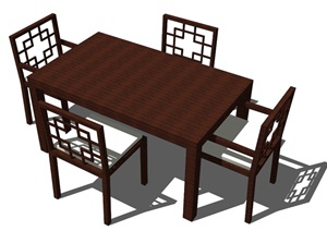 8个新中式餐桌家具组件ＳＵ模型
