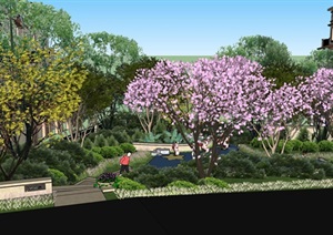 西西里街心住宅花园景观SU(草图大师)模型