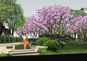 米兰阳光街心住宅花园景观设计SU(草图大师)模型