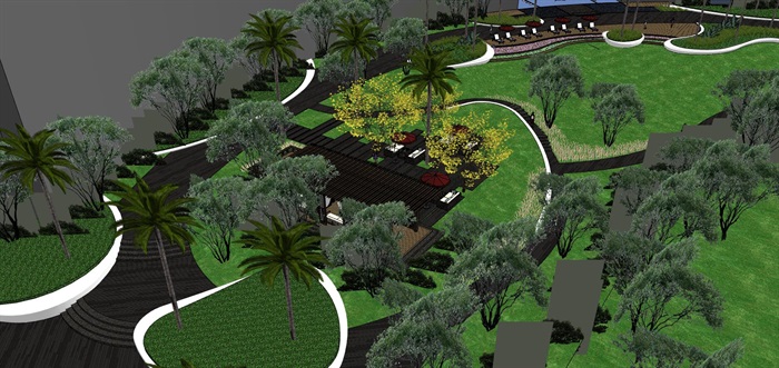 某现代龙湖度假中庭景观设计su模型