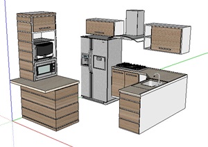 经典厨房室内空间橱柜设计SU(草图大师)模型