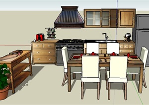 某室内厨房橱柜厨具素材设计SU(草图大师)模型