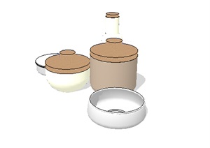调料罐、杯子SU(草图大师)模型