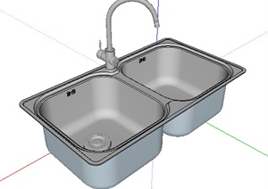 不锈钢双水槽设计SU(草图大师)模型