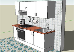 现代风格厨房橱柜及厨具SU(草图大师)模型
